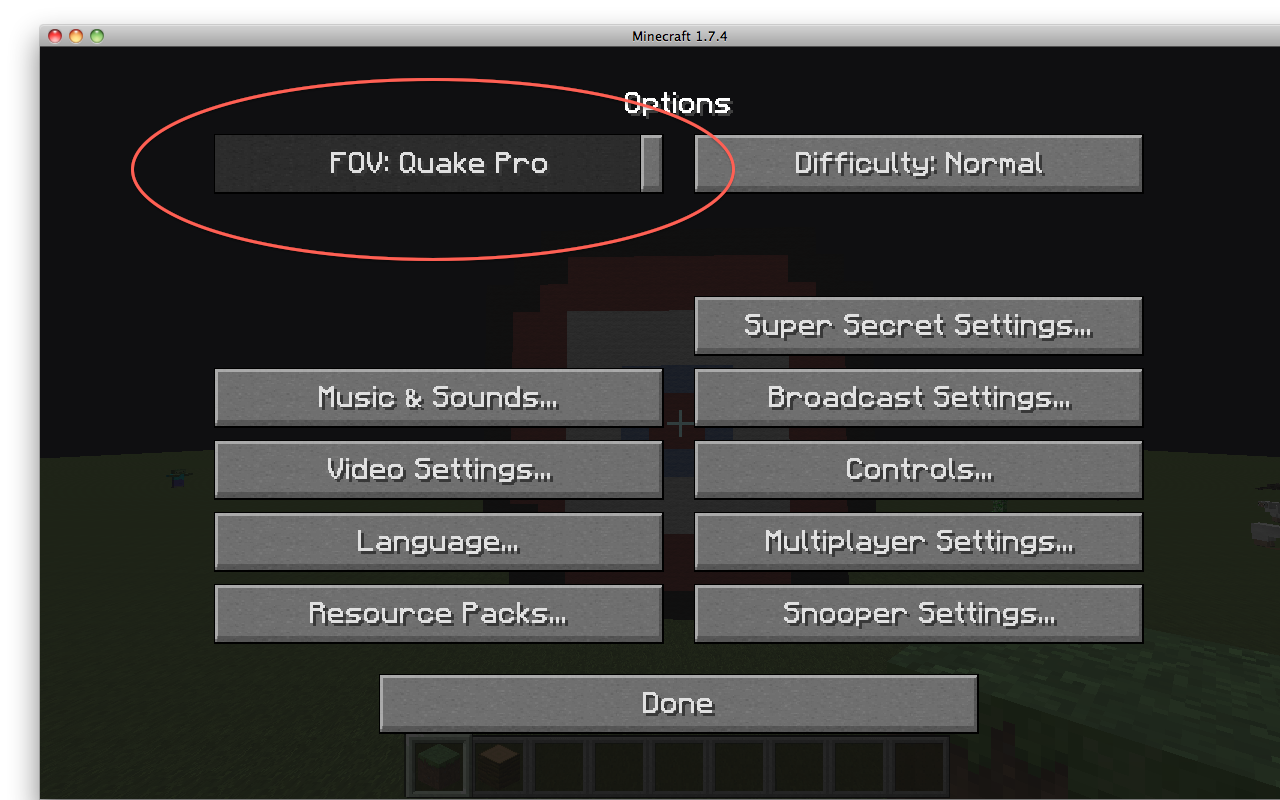 quake pro fov minecraft number